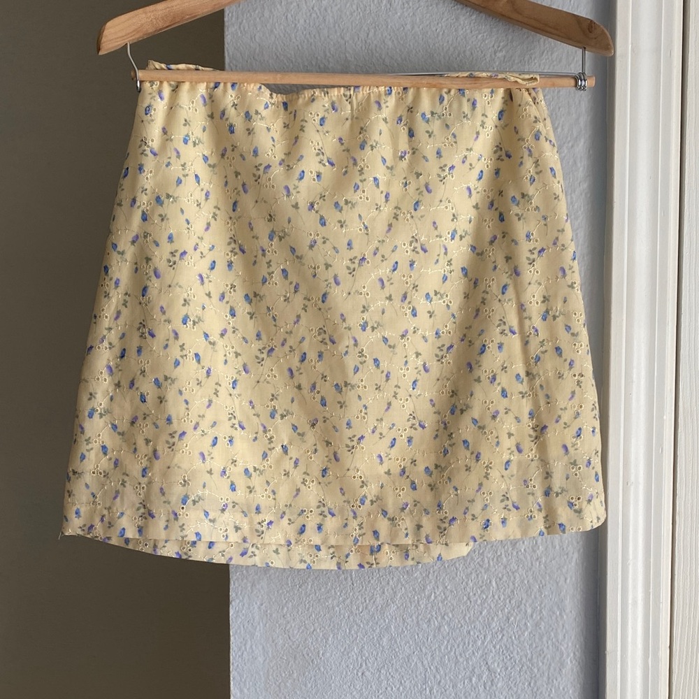 Floral Yellow Mini Skirt
